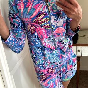 Lilly pulitzer multicolor romper. Size XS (long sleeve, shorts). Cotton